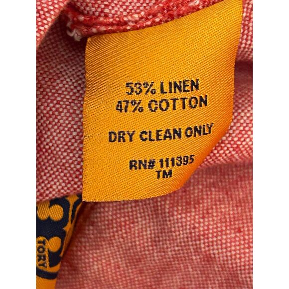 TORY BURCH Red/Black Skirt Linen/cotton blend size 6 - Picture 4 of 7